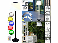 Lunartec Solar-LED-Tisch & Stehleuchte mit Fernbedienung, RGB & CCT, 400 Lumen