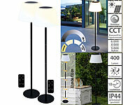 Lunartec 2er-Set Solar-LED-Tisch & Stehleuchte, Fernbedienung, CCT, 400 lm