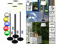 Lunartec 4er-Set Solar-LED-Tisch & Stehleuchte, Fernbedienung, RGB&CCT, 400 lm