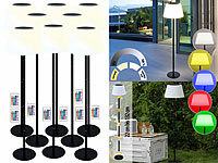 Lunartec 8er-Set Solar-LED-Tisch & Stehleuchte, Fernbedienung, RGB&CCT, 400 lm; LED-Solar-Birnen LED-Solar-Birnen LED-Solar-Birnen 
