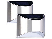 Lunartec 2er-Set Solar-LED-Wandleuchte mit Lichtsensor, Edelstahl, 20 lm, IP44; LED-Solar-Wegeleuchten LED-Solar-Wegeleuchten LED-Solar-Wegeleuchten LED-Solar-Wegeleuchten 