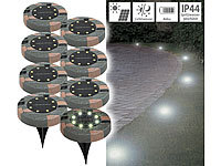 Lunartec 8er-Set Solar-Akku-Bodenleuchten mit 8 LEDs, warmweiß, IP44; LED-Solar-Wegeleuchten LED-Solar-Wegeleuchten LED-Solar-Wegeleuchten LED-Solar-Wegeleuchten 