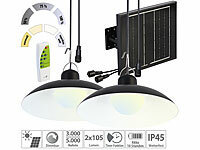 Lunartec Solar-LED-Doppel-Hängelampe, 2x 105 lm, Akku, Timer, warmweiß / weiß; LED-Solar-Wegeleuchten LED-Solar-Wegeleuchten LED-Solar-Wegeleuchten LED-Solar-Wegeleuchten 