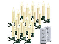 Lunartec 20er-Set LED-Outdoor-Weihnachtsbaum-Kerzen mit Timer, warmweiß, IP44