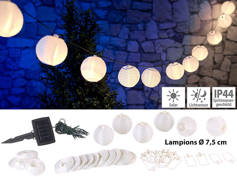 20 LED Solar Lampion Lichterkette Weihnachtsbaumkette Garten Party Outdoor Neu 