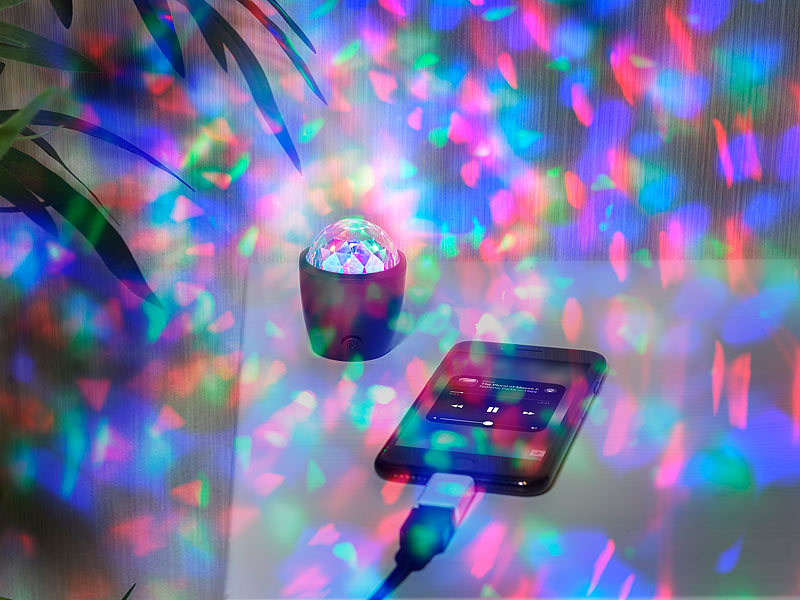 USB Mini Disco Lichteffekt Discokugel RGB LED Party Musiksteuerung Discolicht 