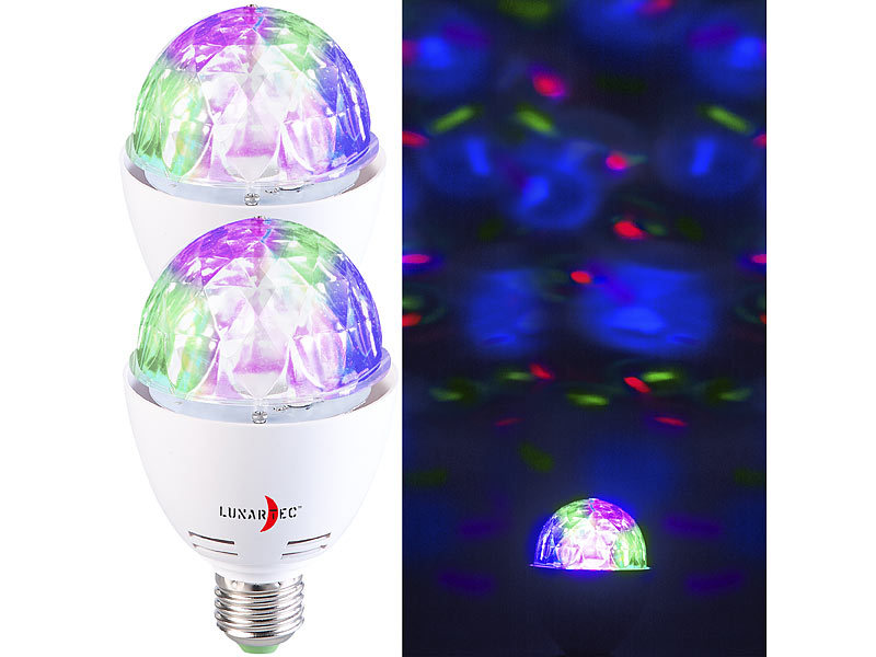 Discolampe 2er-Set rotierende Disco-Leuchten mit RGB-Farbeffekten 3 W E27 