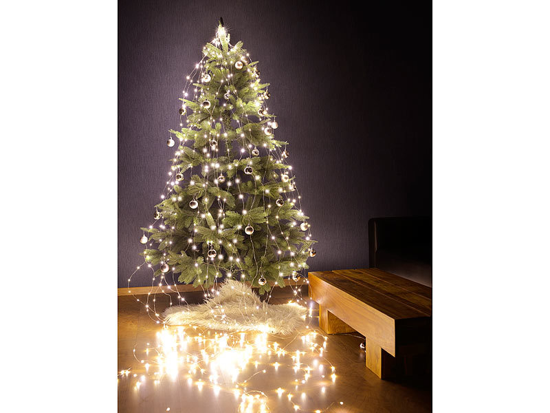 Lunartec ChristbaumÜberwurfLichterkette, 20 Girlanden & 720 warmweiße