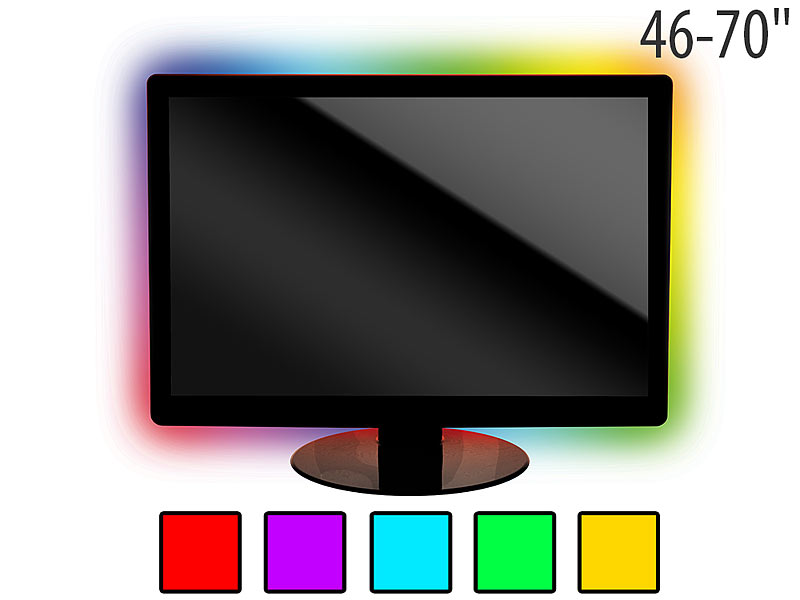 Lunartec TV-Hintergrundbeleuchtung LT-184C, USB 2.0, multicolor,46-70"; LED Lichtbänder LED Lichtbänder LED Lichtbänder 