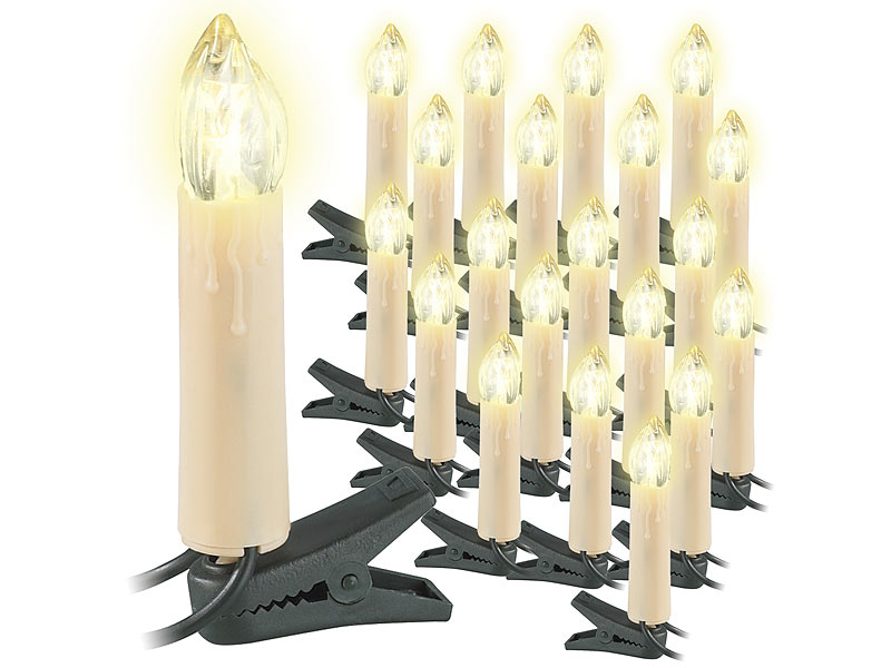 Lunartec LEDWeihnachtsbaumLichterkette, 20 LEDKerzen IP44 (Outdoor)