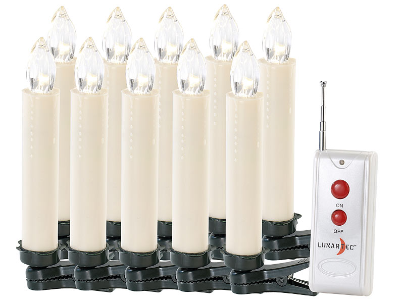 Lunartec LED-Weihnachtsbaumkerzen mit Funk-Fernbedienung, 10er-Set; LED-Lichterketten LED-Lichterketten LED-Lichterketten LED-Lichterketten 