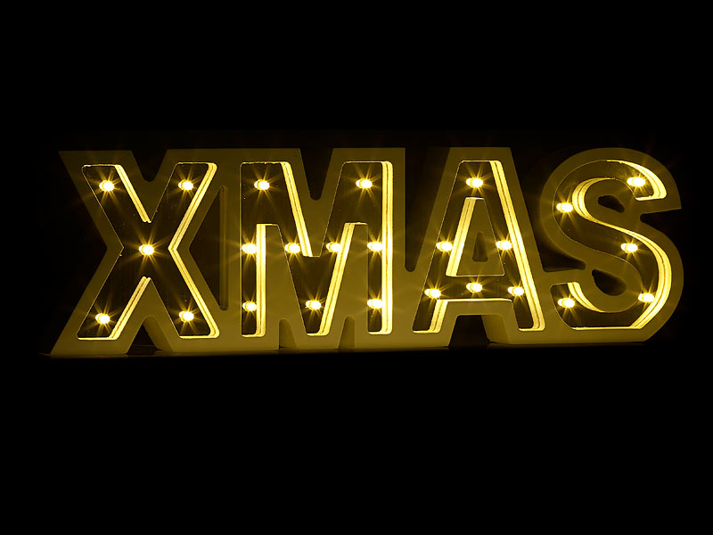 XMAS Buchstaben Holz mit LED Beleuchtung Batteriebetrieb Weihnachten 