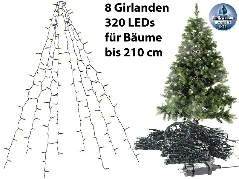 Lunartec WeihnachtsbaumÜberwurfLichterkette mit 8