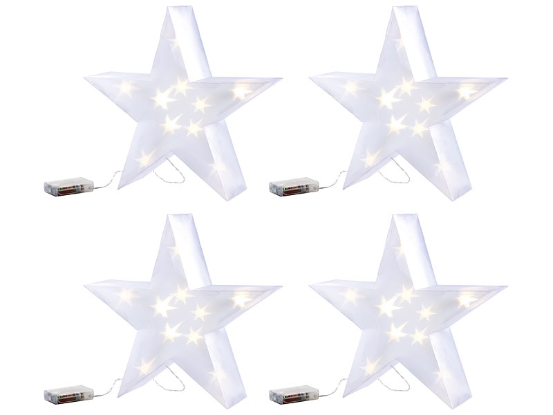 Lunartec Weihnachtsdeko Stern Mit Hologramm Effekt Und 10 Leds 4er Set