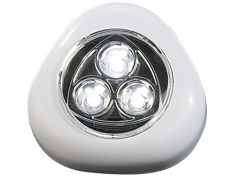 Lunartec "Stick & Push" Light mit 3 weißen LEDs (weiß); LED Lichtleisten LED Lichtleisten LED Lichtleisten LED Lichtleisten 
