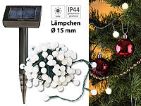 Lunartec Solar-LED-Lichterkette mit 102 weißen LEDs, 10 m, IP44; Party-LED-Lichterketten in Glühbirnenform Party-LED-Lichterketten in Glühbirnenform 