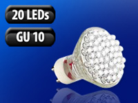 Lunartec LED-Strahler, 20 LEDs, warmweiß, GU 10 (230V); LED-Spots GU5.3 (warmweiß) 