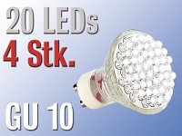 Lunartec LED-Strahler, 20 LEDs, warmweiß, GU 10 (230V) 4er Pack; LED-Spots GU5.3 (warmweiß) 