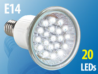 Lunartec LED-Strahler, 20 LEDs, warmweiß, E14 (230V); LED-Spots GU5.3 (warmweiß) 