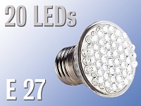 Lunartec LED-Strahler, 20 LEDs, kaltweiß, E27 (230V); LED-Spot GU5.3 (tageslichtweiß), LED-Spots E14 (warmweiß) 