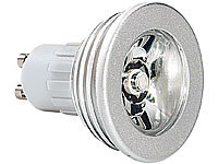 Lunartec High-Power LED-Strahler, 3W LED, kaltweiß, GU 10 (230V) 4er-Pack; LED-Spots GU5.3 (warmweiß), LED-Tischlampen mit PIR-Sensoren 