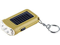 Lunartec Solar-LED-Taschenlampe mit Schlüsselanhänger; LED-Taschenlampen 