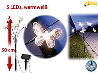 Lunartec Solar-LED-Lichterbaum, 5 leuchtende Schmetterlinge & Erdspieß, 50 cm; LED-Solar-Wegeleuchten LED-Solar-Wegeleuchten 