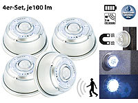 Lunartec LED-Nachtlicht mit Bewegungsmelder & Magnethalterung 4er-Set; LED-Lichtleisten mit Bewegungsmelder LED-Lichtleisten mit Bewegungsmelder LED-Lichtleisten mit Bewegungsmelder 