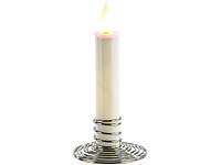 Lunartec 12 stimmungsvolle LED-Akku-Kerzen mit Edelstahl-Halter, weiß; Kabellose, dimmbare LED-Weihnachtsbaumkerzen mit Fernbedienung und Timer 