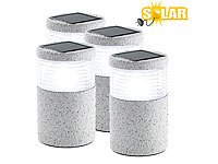 Lunartec Mini-Solar-LED-Gartenleuchte "Grey Stone", mit Lichtsensor, 4er-Set; Solar-Leuchtkugeln mit Dämmerungssensoren 