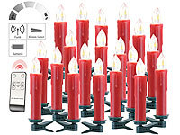 Lunartec FUNK-Weihnachtsbaum-LED-Kerzen mit Fernbedienung, 20er-Set, rot; Kabellose, dimmbare LED-Weihnachtsbaumkerzen mit Fernbedienung und Timer Kabellose, dimmbare LED-Weihnachtsbaumkerzen mit Fernbedienung und Timer 