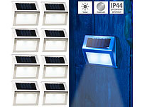 Lunartec 8er-Set Solar-LED-Wand & Treppen-Leuchten für außen, Edelstahl, 20 lm