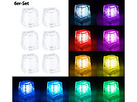 Lunartec 6er-Set Deko-Lichter im Eiswürfel-Look mit RGB-Farbwechsel-LED; Mehrfarbige LED-Dekoleuchten mit auswechselbaren Motiven Mehrfarbige LED-Dekoleuchten mit auswechselbaren Motiven Mehrfarbige LED-Dekoleuchten mit auswechselbaren Motiven 