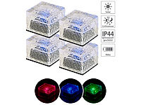 Lunartec 4er-Set Solar-RGB-LED-Glasbausteine, Dämmerungsssensor, 7 x 5,4 x 7 cm; LED-Solar-Wegeleuchten LED-Solar-Wegeleuchten LED-Solar-Wegeleuchten 