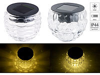 Lunartec 2er-Set Solar-LED-Windlichter, tolle Lichtmuster, Glas, IP44, Ø 8 cm; LED-Solar-Wegeleuchten 
