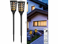 Lunartec 2er-Set LED-Solar-Gartenfackeln mit Flammen-Effekt und Akku, 78 cm