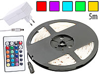Lunartec RGB-LED-Streifen LC-500N mit Netzteil & Fernbedienung, 5 m, Innen; LED-Lichtbänder LED-Lichtbänder LED-Lichtbänder
