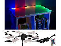 Lunartec LED-Glasbodenbeleuchtung mit Fernbedienung: 6 Klammern mit 18 RGB-LEDs; LED-Lichtbänder LED-Lichtbänder LED-Lichtbänder LED-Lichtbänder 