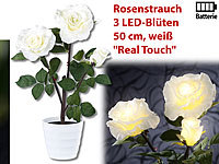 Lunartec LED-Rosenstrauch "Real Touch" mit 3 LED-Blüten, 50 cm, weiß; Solar-Windlichter 