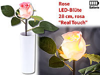 Lunartec LED-Rose "Real Touch" mit LED-Blüte, 28 cm, rosa; Solar-Windlichter 