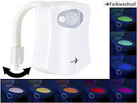 Lunartec LED-Toilettenlicht mit Licht & Bewegungs-Sensor, 2 Modi, 8 Farben; LED-Batterieleuchten mit Bewegungsmelder LED-Batterieleuchten mit Bewegungsmelder 