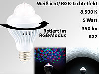 Lunartec Rotierende Disco-LED-Lampe, Galaxie-Effekt, Weißlichtmodus, E27, 5 W