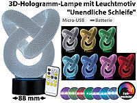 Lunartec 3D-Hologramm-Lampe mit Leuchtmotiv "Unendliche Schleife", 7-farbig; LED-Batterieleuchten mit Bewegungsmelder LED-Batterieleuchten mit Bewegungsmelder LED-Batterieleuchten mit Bewegungsmelder LED-Batterieleuchten mit Bewegungsmelder 