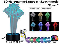 Lunartec 3D-Hologramm-Lampe mit Leuchtmotiv "Rosen", 7-farbig; LED-Batterieleuchten mit Bewegungsmelder LED-Batterieleuchten mit Bewegungsmelder LED-Batterieleuchten mit Bewegungsmelder LED-Batterieleuchten mit Bewegungsmelder 