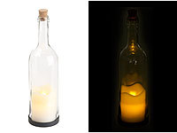 Lunartec Deko-Glasflasche mit LED-Kerze und beweglicher Flamme, Timer; Winter-Deko-Glasflaschen mit LED-Echtwachskerzen Winter-Deko-Glasflaschen mit LED-Echtwachskerzen Winter-Deko-Glasflaschen mit LED-Echtwachskerzen Winter-Deko-Glasflaschen mit LED-Echtwachskerzen 