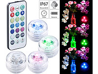 Lunartec 4er-Set Mini-LED-Dekolichter mit Fernbedienung, RGB, dimmbar, IP67; LED-Lichtleisten mit Bewegungsmelder LED-Lichtleisten mit Bewegungsmelder
