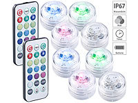 Lunartec 8er-Set Mini-LED-Dekolichter mit Fernbedienung, RGB, dimmbar, IP67; LED-Lichtleisten mit Bewegungsmelder 