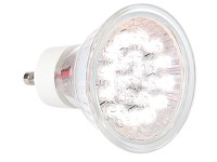 Lunartec Hochvolt-LED-Leuchtmittel 230 Volt, GU10, 20 LEDs, kaltweiß; LED-Spots GU5.3 (warmweiß), LED-Tischlampen mit PIR-Sensoren 