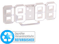 Lunartec Große Digital-LED-Tisch & Wanduhr, 7 Segmente (Versandrückläufer); LED-Funk-Wanduhren mit Temperaturanzeigen, Kompakte 3D-Wand- und Tischuhr mit 7-Segment-LED-Anzeige 