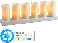 Lunartec Echtwachs-LED-Kerzen mit Ladestation (Versandrückläufer); Akku-LED-Teelicht-Sets mit Ladestation, LED-Echtwachskerzen mit Fernbedienungen 